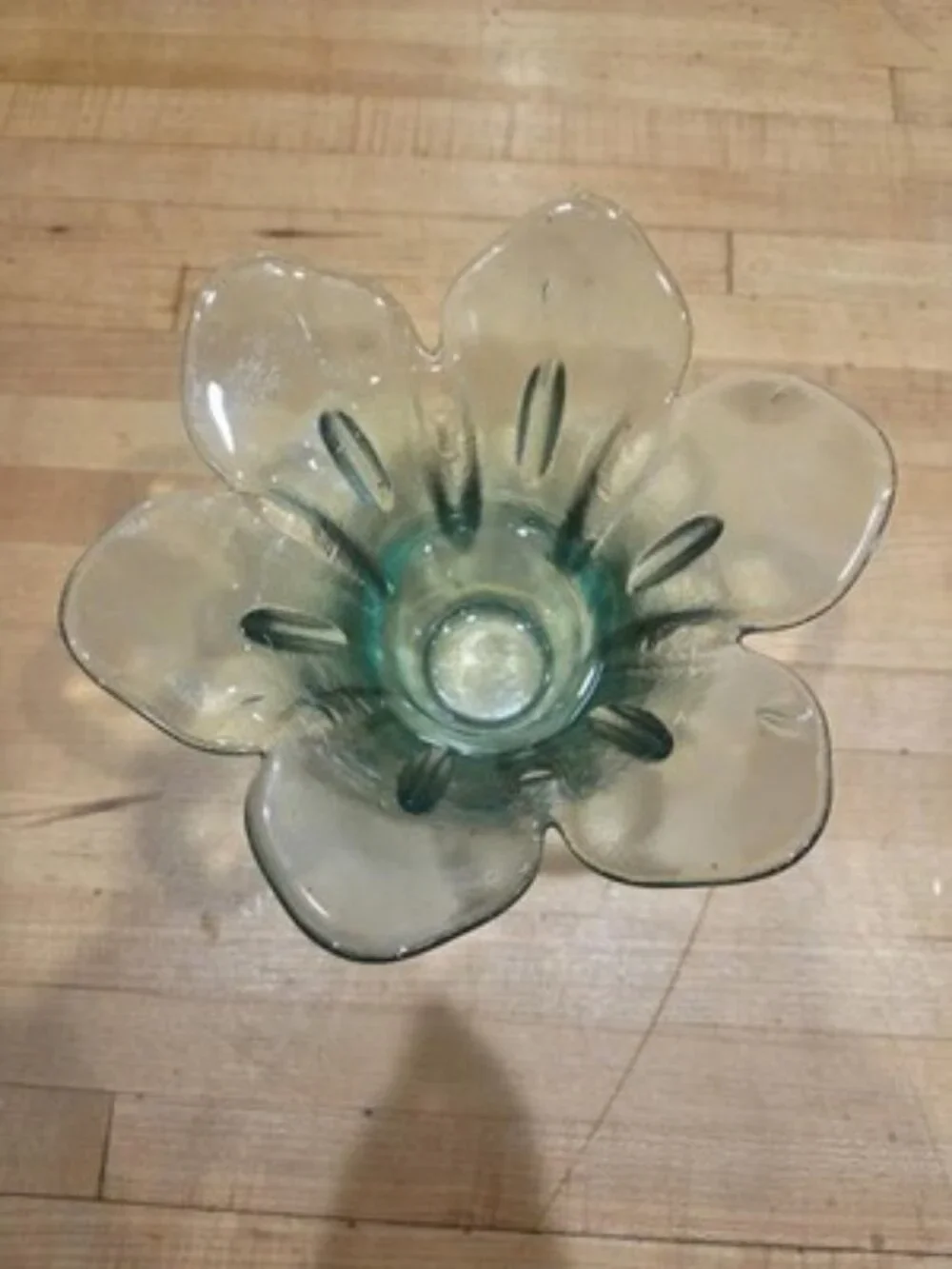 Celery Green Recycled Glass Tulip Candle Holder Flared Bowl 6 Inch